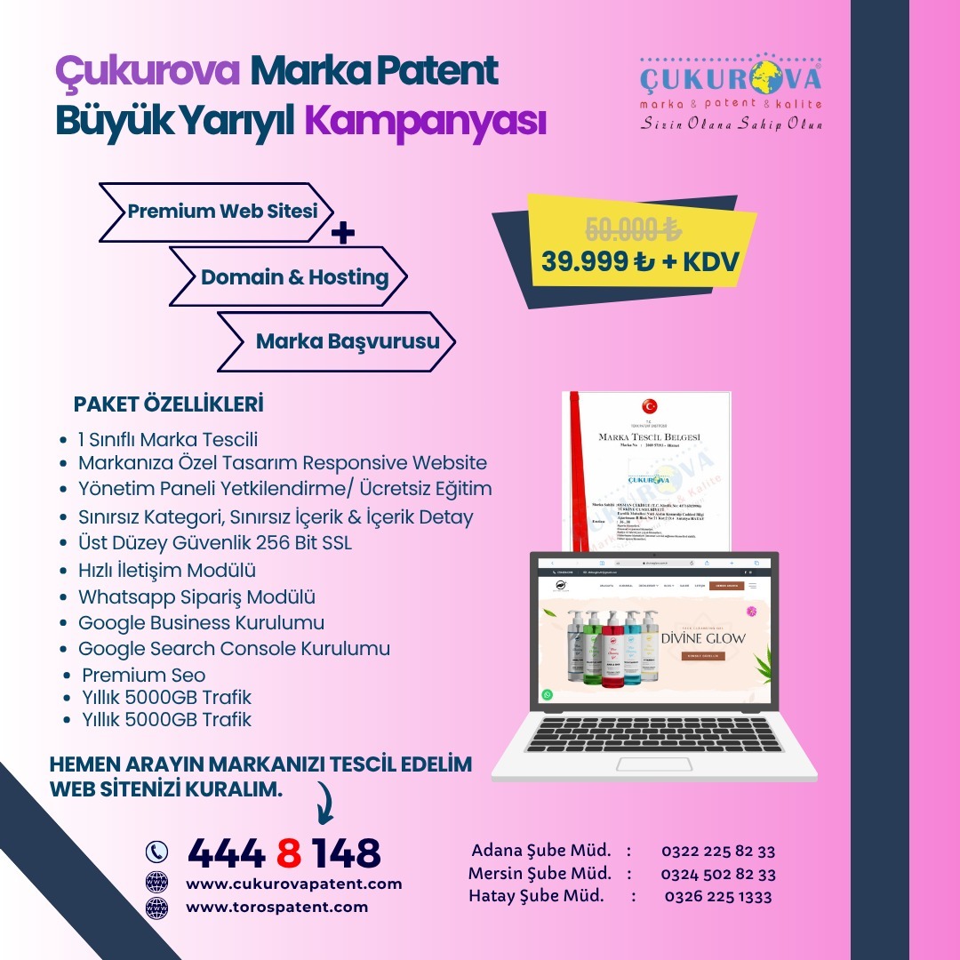 Tek Sınıflı Marka Tescili & Premium Web Sitesinde Avantajlı Fırsat